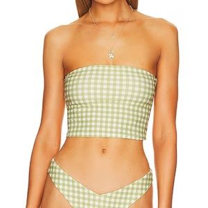 NWT WeWoreWhat Tube Bikini Top in Gingham Fern